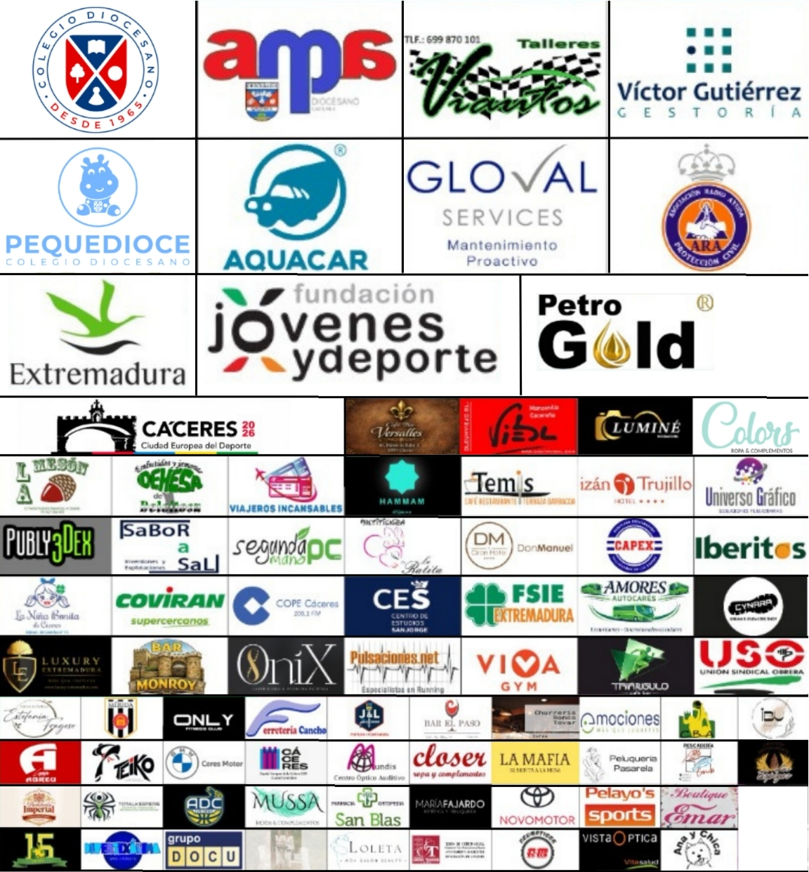 Logos empresas colaboradores Carrera Solidaria Colegio Diocesano 2026